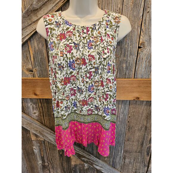 J jill SP PETITE small accordion tank top floral EUC Summer career casual EUC ^ - Picture 1 of 7